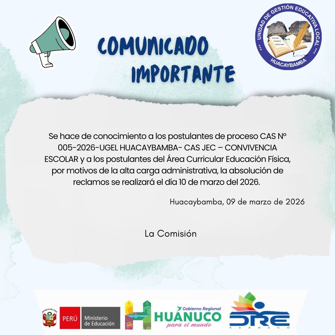 COMUNICADO IMPORTANTE