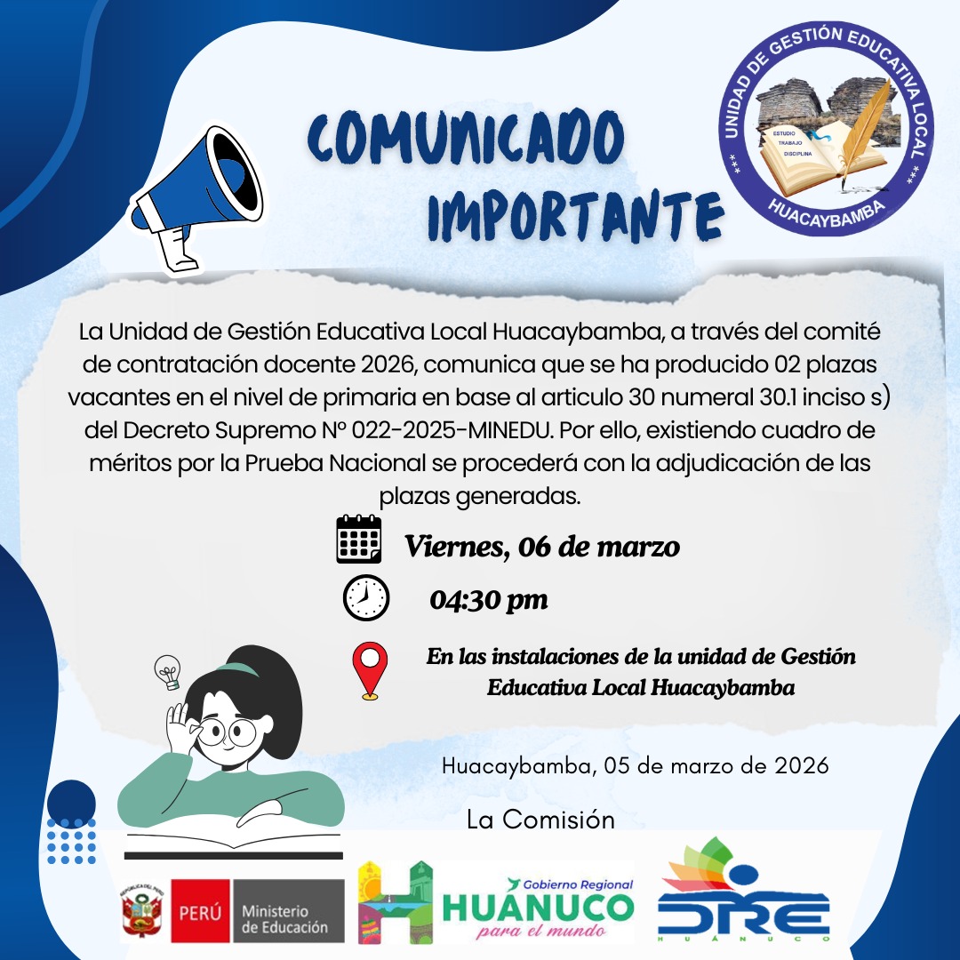 Adjudicación de plazas vacantes – Nivel primaria 2026